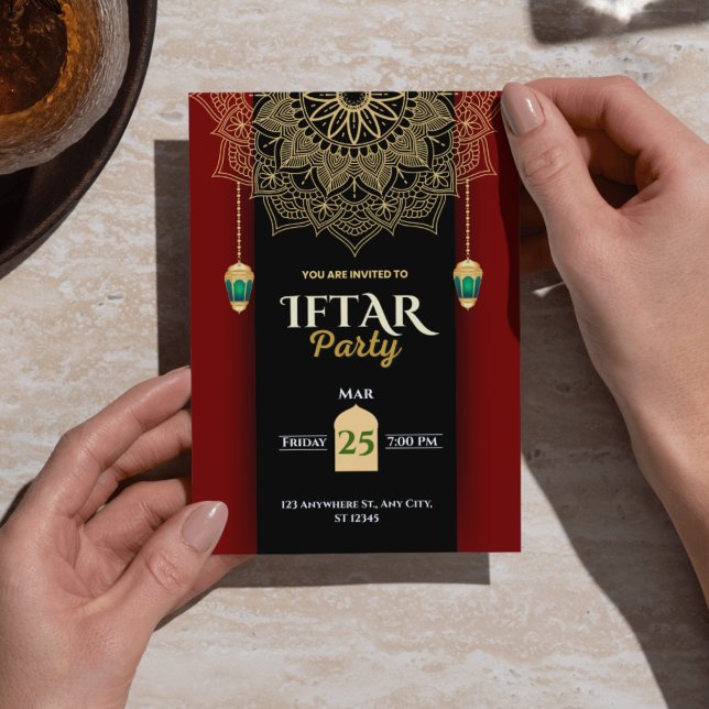 Invitation élégante à l'Iftar de Ramadan Black Gol (Black Gold Elegant Ramadan Iftar Party Invitation)