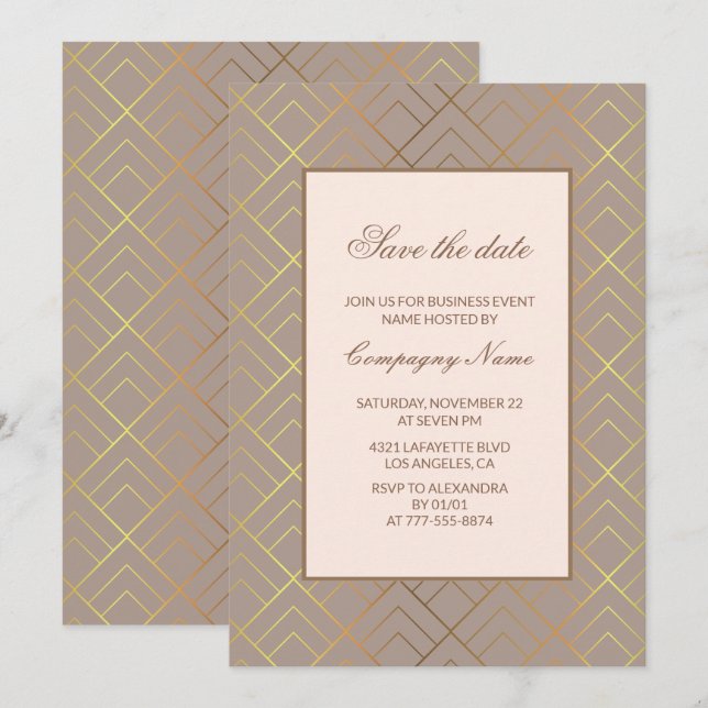 Invitation élégante à une soirée d'affaires à rete (Devant / Derrière)