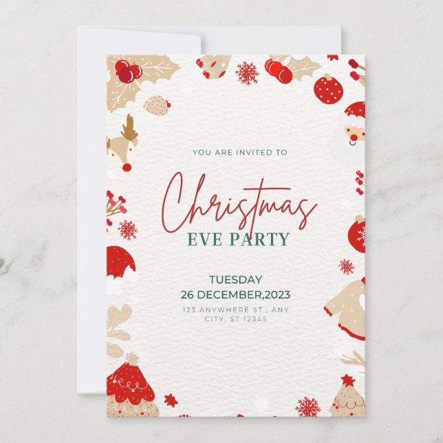 Invitation élégante à une soirée de Noël (Devant)