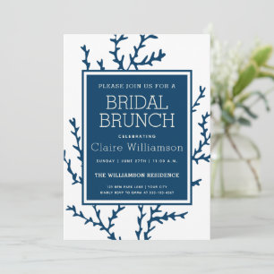 Invitation Élégante Algue Bleue - Brunch de Mariage de Style