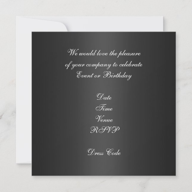 Invitation Élégante Anniversaire Noir avec Bordure (Devant)