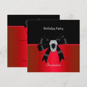 Invitation Élégante Anniversaire Riche Rouge Noir