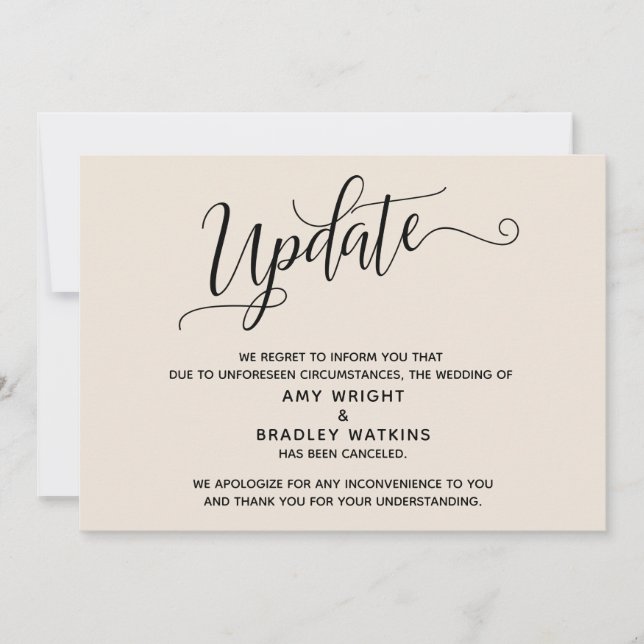 Invitation Élégante Annonce de Crème d'annulation de mariage (Devant)