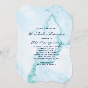 Invitation Elégante Aqua Marble nuptiale douche