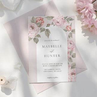 Invitation Elégante Aquarelle Arc Peony Rose Floral Blossom
