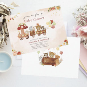 Invitation Elégante aquarelle Baby shower de fête Woodland