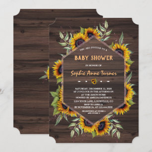 Invitation Elégante aquarelle Baby shower en bois de tourneso