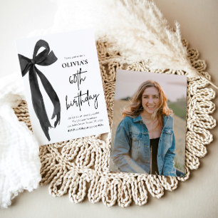 Invitation Elégante aquarelle Black Bow 60e fête d'anniversai