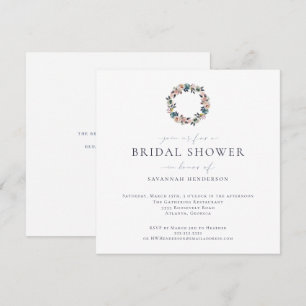 Invitation Elégante aquarelle bleu rose Fête des mariées de c