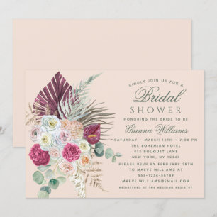 Invitation Elégante aquarelle Boho Fête des mariées florale