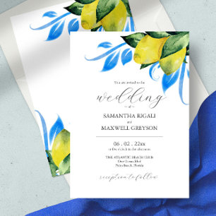 Invitation Elégante aquarelle Botanique Lemon Méditerranée