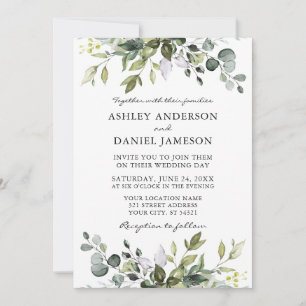 Invitation Elégante aquarelle Botanique Mariage de verdure