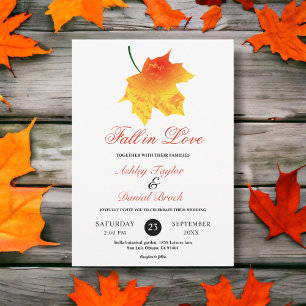 Invitation Elégante aquarelle chute Feuilles Boho Mariage Flo