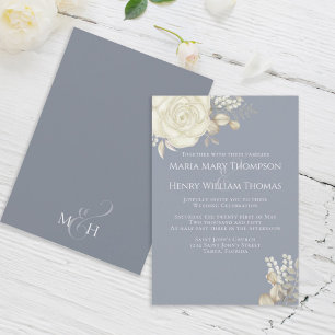Invitation Elégante aquarelle Crème d'ivoire Folio Rose