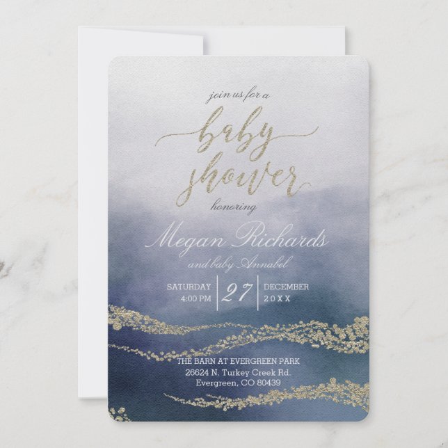Invitation Elégante aquarelle dans Surf Baby shower Invitati (Devant)