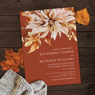Invitation Elégante aquarelle d'automne Flora Mariage en terr