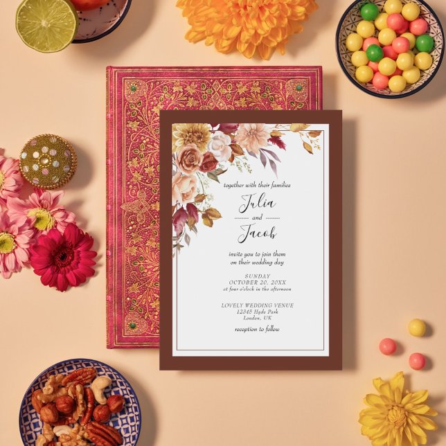 Invitation Elégante aquarelle d'automne Mariage Floral (Elegant Autumn Watercolor Floral Wedding Party Supplies)