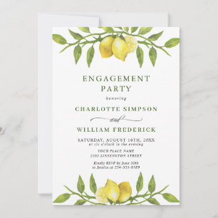 Invitation Elégante Aquarelle de citron vert PARTI ENGAGEMENT