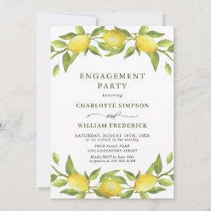 Invitation Elégante Aquarelle de citron vert PARTI ENGAGEMENT