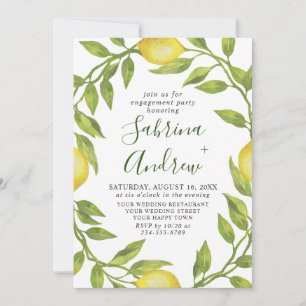Invitation Elégante Aquarelle de citron vert PARTI ENGAGEMENT