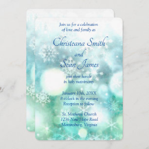 Invitation Elégante aquarelle de Flèche de neige bleu vert br