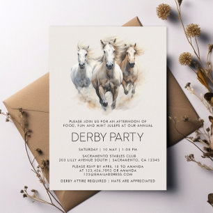 Invitation Elégante aquarelle Derby Party Horse Racing