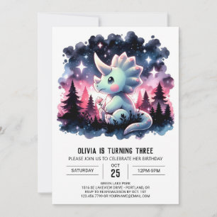 Invitation Elégante aquarelle Dino Anniversaire