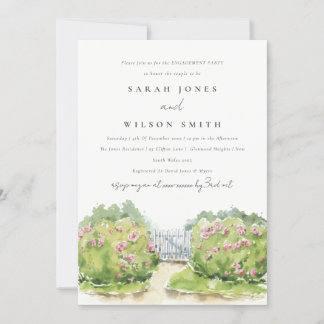 Invitation Elégante Aquarelle douce Cottage Fiançailles de ja