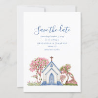 Elégante aquarelle église mariage Enregistrer la d