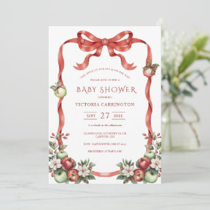 Invitation Élégante Aquarelle Fête de Bébé « Pomme