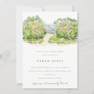 Invitation Elégante aquarelle Fête des mariées de jardin