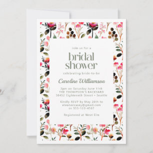 Invitation Elégante aquarelle Fête des mariées de verdure ros