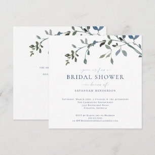 Invitation Elégante aquarelle Fête des mariées de vignes vert