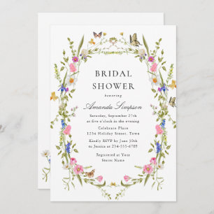 Invitation Elégante aquarelle Fête des mariées Fleurs sauvage