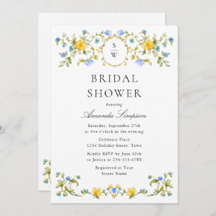 Invitation Elégante aquarelle Fête des mariées Fleurs sauvage