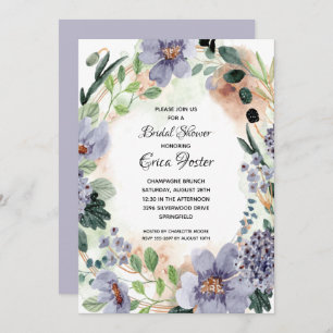 Invitation Elégante aquarelle Fête des mariées florale