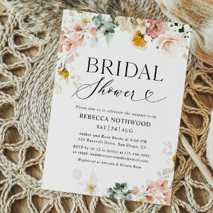 Invitation Elégante aquarelle Fête des mariées florale Pastel