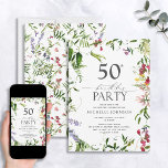Invitation Elégante aquarelle Fleur sauvage d'été 50e anniver<br><div class="desc">Vous cherchez à faire une impression durable sur vos invités? Assurez-vous que votre célébration du 50e anniversaire est celle dont vous vous souviendrez avec cette Elégante Invitation du 50e anniversaire du Fleur sauvage d'été. Avec des fleurs sauvages d'aquarelle vibrants encadrant le texte, ainsi qu'une calligraphie à la main moderne, ces...</div>