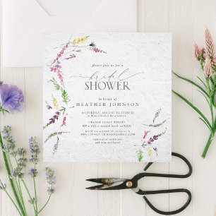 Invitation Elégante aquarelle Fleur sauvage Fête des mariées 