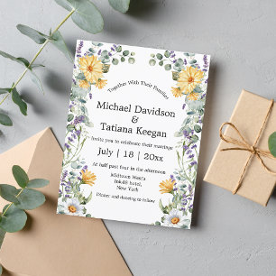 Invitation élégante aquarelle fleur sauvage mariage de verdur