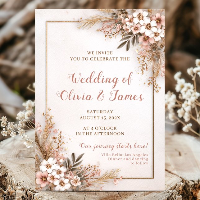 Invitation Elégante aquarelle fleurie design mariage (Créateur téléchargé)