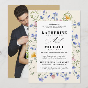 Invitation Elégante aquarelle Fleurs du monde Détails de la p