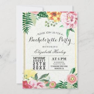 Invitation Elégante aquarelle Floral Bachelorette Party