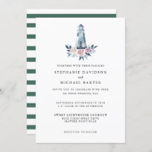 Elégante aquarelle Floral Phare Nautique