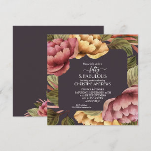 Invitation Elégante aquarelle Florale 50e fête d'anniversaire