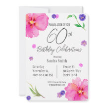 Elégante aquarelle florale 60e anniversaire Invita