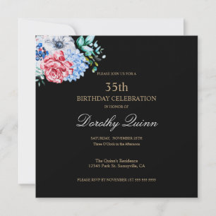 Invitation Elégante aquarelle Florale Anniversaire