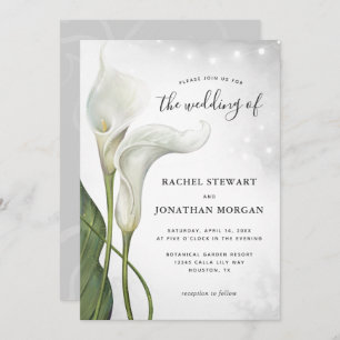 Invitation Elégante aquarelle Florale Blanc Calla Lily Mariag