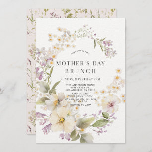 Invitation Elégante aquarelle florale Brunch Fête des Mères