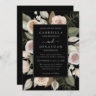 Invitation Elégante aquarelle Florale Mariage d'hiver